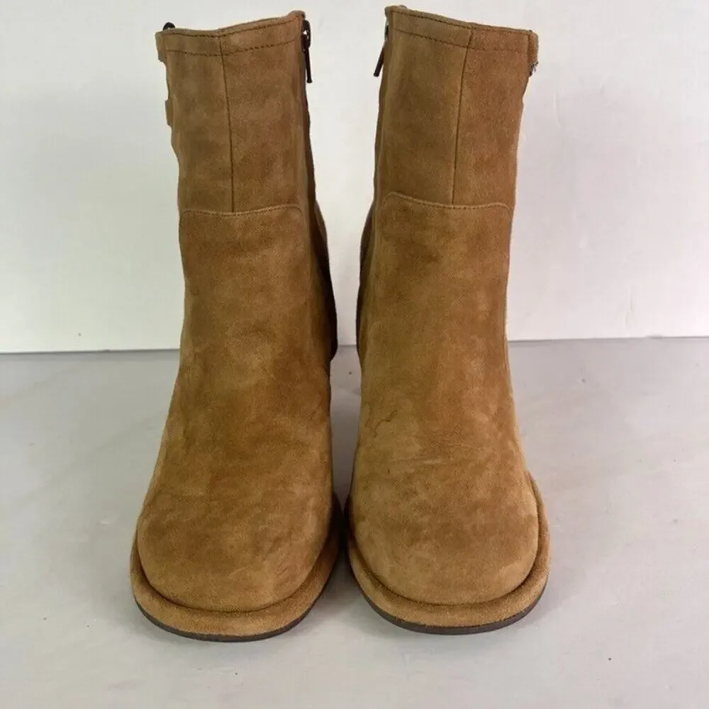 Free People Booties Womens US9 EU39 Marietta Walnut Suede Block High Heel Corset